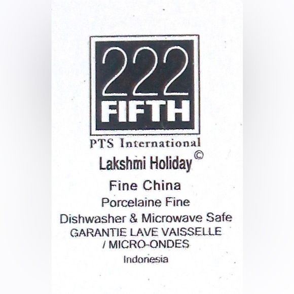 222 FIFTH LAKSHMI HOLIDAY LATTE TALL MUG CUP PORCELAIN NEW PEACOCK PORCELAIN - Picture 5 of 5